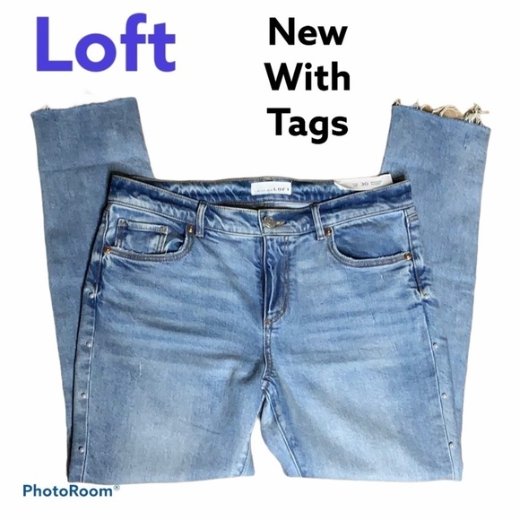 Loft Modern Skinny 10” Rise Ankle Crops Light Denim Size 10/30 Petite New - Picture 1 of 10